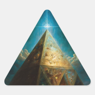 Mystische Pyramide Visionäre Kunst Dreieckiger Aufkleber