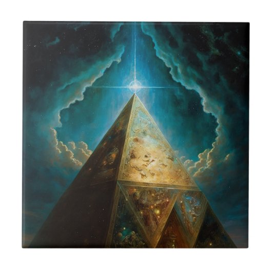 Mystische Pyramide Visionäre Kunst Fliese (Vorderseite)