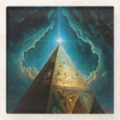 Mystische Pyramide Visionäre Kunst Glasuntersetzer (Vorderseite)