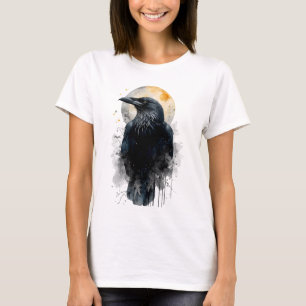 Mystische Raben-Wasserfarbenkunst   Gothischer Mon T-Shirt