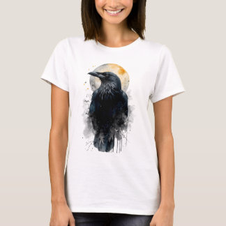 Mystische Raben-Wasserfarbenkunst | Gothischer Mon T-Shirt
