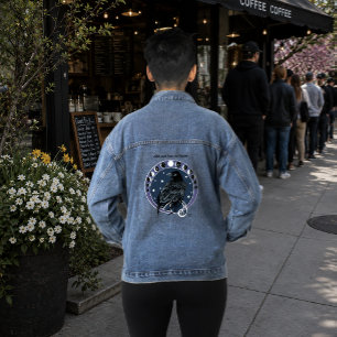 Mystische Rabenmondphasen am himmlischen Nachthimm Jeansjacke