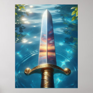 Mystische Reflexion des Fantasy-Schwert-Kunstprint Poster