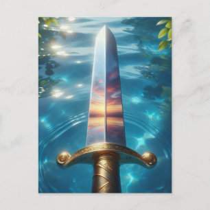 Mystische Reflexion des Fantasy-Schwert-Kunstwerks Postkarte