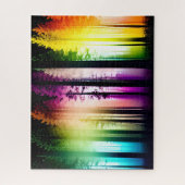 Mystische Regenbogenfarbene Silhouette Schwarze Bä Puzzle (Vertikal)