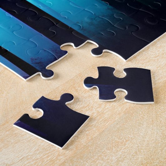 Mystische Regenbogenfarbene Silhouette Schwarze Bä Puzzle (Seite)