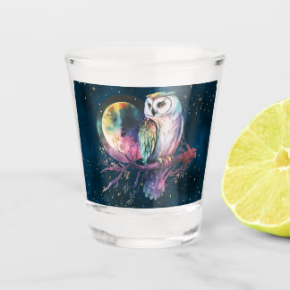 Mystische Regenbogenschale und Vollmond-Celestie Schnapsglas