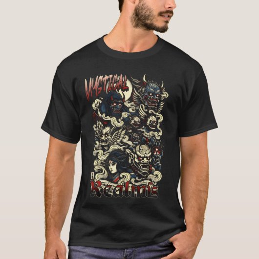 "Mystische Reiche: Eine Yokai-Reise" T-Shirt (Vorderseite)