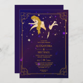 Mystische rosa blaue Himmelsstars Einladung (Vorne/Hinten)