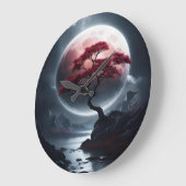 Mystische Rosa-Schrift im japanischen Stil Große Wanduhr (Winkel)