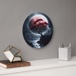 Mystische Rosa-Schrift im japanischen Stil Große Wanduhr