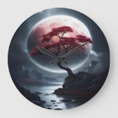 Mystische Rosa-Schrift im japanischen Stil Große Wanduhr (Vorderseite)