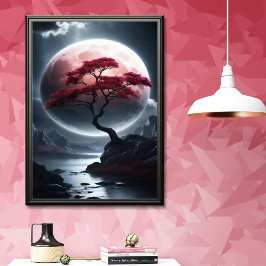 Mystische Rosa-Schrift im japanischen Stil Poster