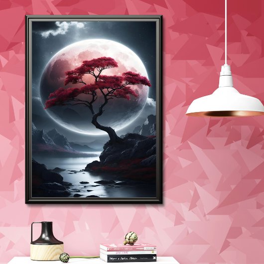 Mystische Rosa-Schrift im japanischen Stil Poster