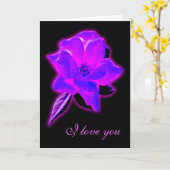 Mystische Rose lila Neonleuchte Karte (Gelbe Blume)