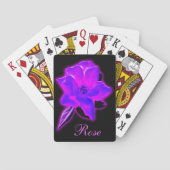 Mystische Rose lila Neonleuchte Spielkarten (Rückseite)