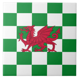 Mystische rote keltische Drachenflagge von Wales Fliese
