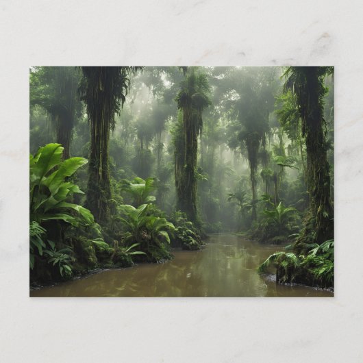 Mystische Ruhe: Der verzauberte Regenwald Postkarte (Vorderseite)