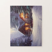 Mystische Rundholzhütte inmitten der Evergreens Puzzle (Vertikal)