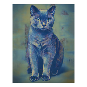 Mystische Russische Blaue Katze Fotodruck