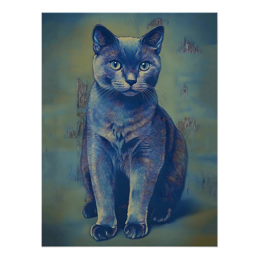 Mystische Russische Blaue Katze Poster (Vorderseite)