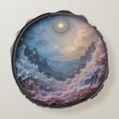 Mystische Scape Rundes Kissen (Rückseite)