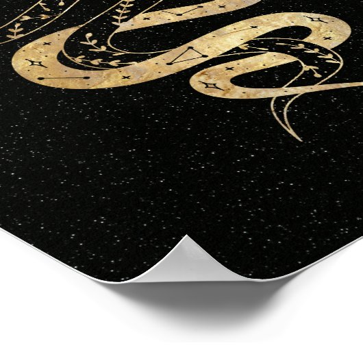 Mystische Schlangen in goldschwarzem Hintergrund S Poster (Ecke)