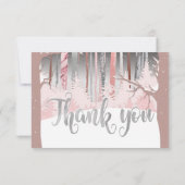 Mystische Schneewald Winterbäume verschmutzte Farb Dankeskarte (Rückseite)