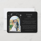 Mystische Schwarz Silver Sun Moon Stars Foto Hochz Dankeskarte (Vorderseite)