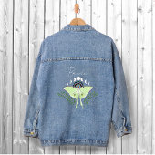 Mystische schwarze Boho-Luna-Motte Mondphasen-Hoch Jeansjacke