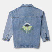 Mystische schwarze Boho-Luna-Motte Mondphasen-Hoch Jeansjacke (Rückseite)