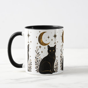 Mystische schwarze Katze Halbmond Sterne dunkle Go Tasse