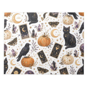 Mystische schwarze Katze Halloween Himmels-Tarot Notizblock