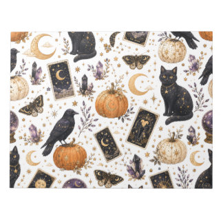 Mystische schwarze Katze Halloween Himmels-Tarot Notizblock