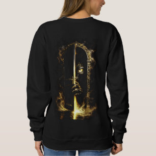 Mystische schwarze Katze hinter goldener Tür Sweatshirt