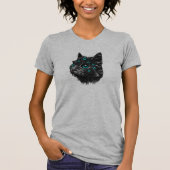 Mystische schwarze Katze mit mesmerisierenden blau T-Shirt (Vorderseite)
