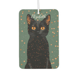 Mystische schwarze Katze mit orangefarbenen Augen  Autolufterfrischer