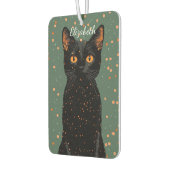 Mystische schwarze Katze mit orangefarbenen Augen  Autolufterfrischer (Links)