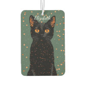 Mystische schwarze Katze mit orangefarbenen Augen  Autolufterfrischer (Rückseite)