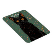 Mystische schwarze Katze mit orangefarbenen Augen  Magnet (Rechte Seite)