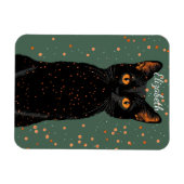Mystische schwarze Katze mit orangefarbenen Augen  Magnet (Horizontal)