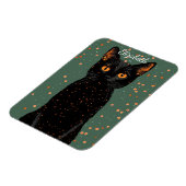 Mystische schwarze Katze mit orangefarbenen Augen  Magnet (Linke Seite)