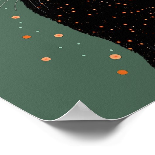 Mystische schwarze Katze mit orangefarbenen Augen  Poster (Ecke)