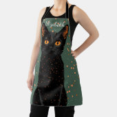 Mystische schwarze Katze mit orangefarbenen Augen Schürze (InSitu)