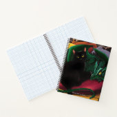 Mystische schwarze Katze Smaragdgrüner Drache Fant Notizblock (Innenseite)