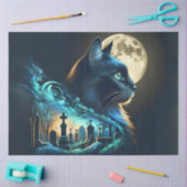 Mystische Schwarze Katze und Halloween-Gotik im Fr Seidenpapier (Basteln)