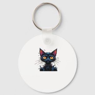 Mystische schwarze Katze unter dem Vollmond Classi Schlüsselanhänger
