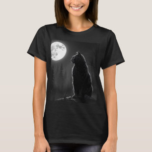 Mystische schwarze Katze unter Vollmond - Gothic A T-Shirt