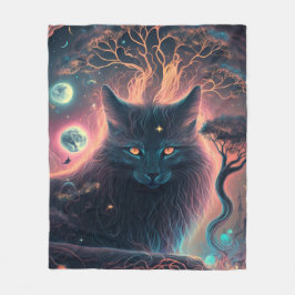 Mystische schwarze Katzendecke | Hexengeschenk Fleecedecke