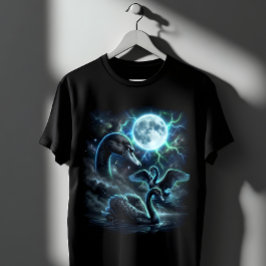 Mystische schwarze Schwäne Vollmond-Gotik-Art T-Shirt